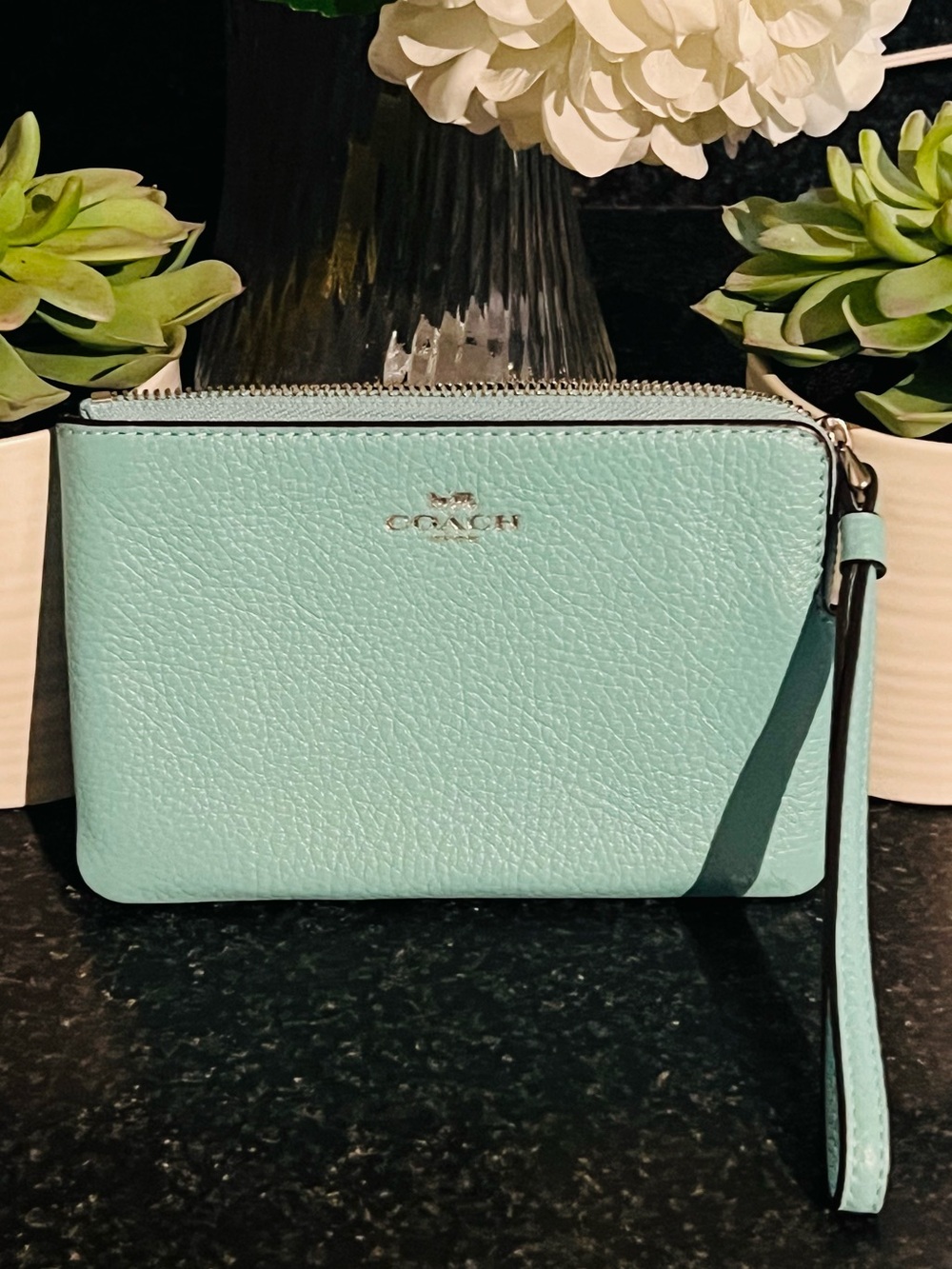 COACH Pebbled Leather Wristlet New